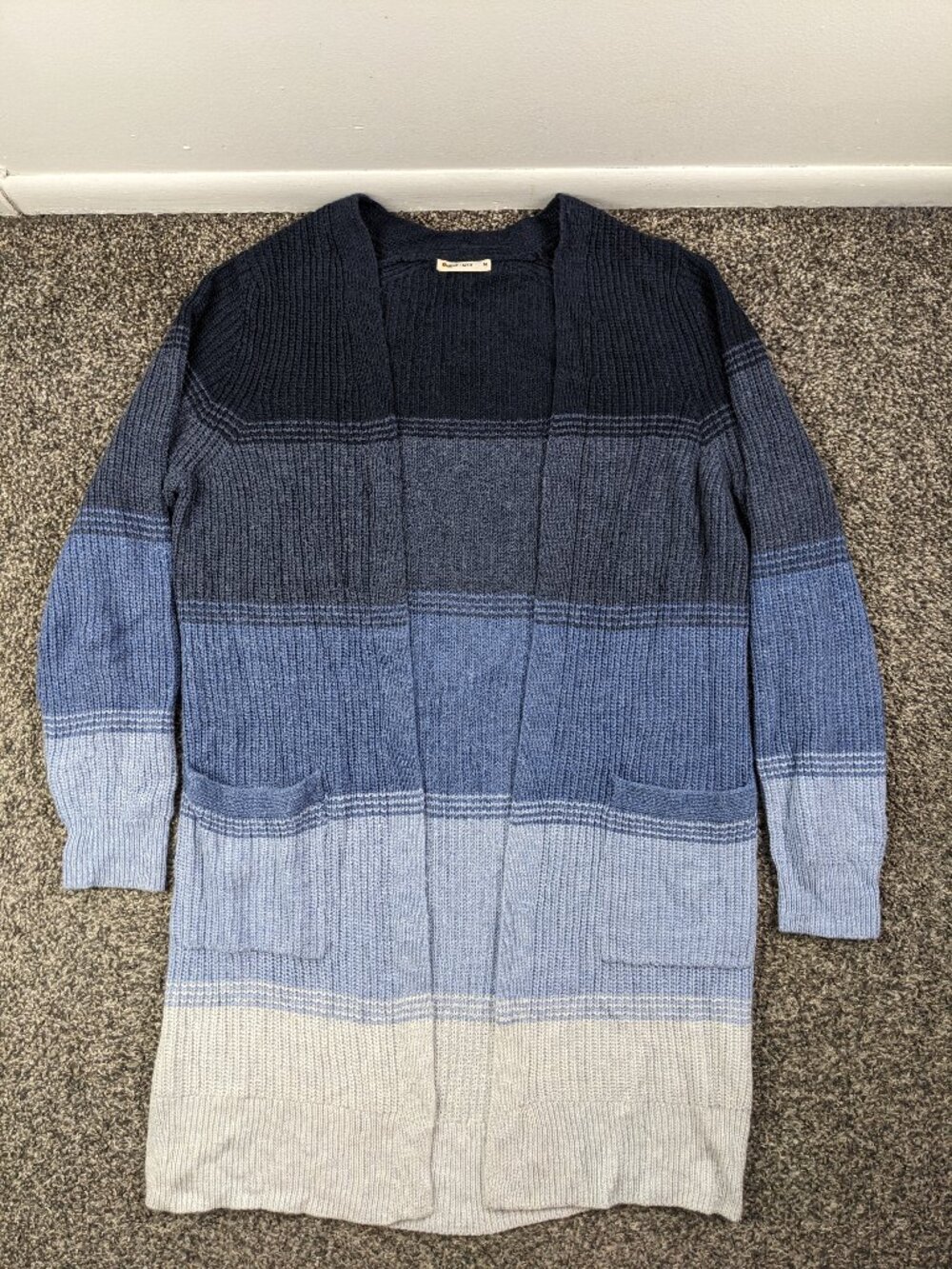 Marine Layer Sweater Cashmere Cabin Cardigan Open Blue Ombre Womens Medium $155